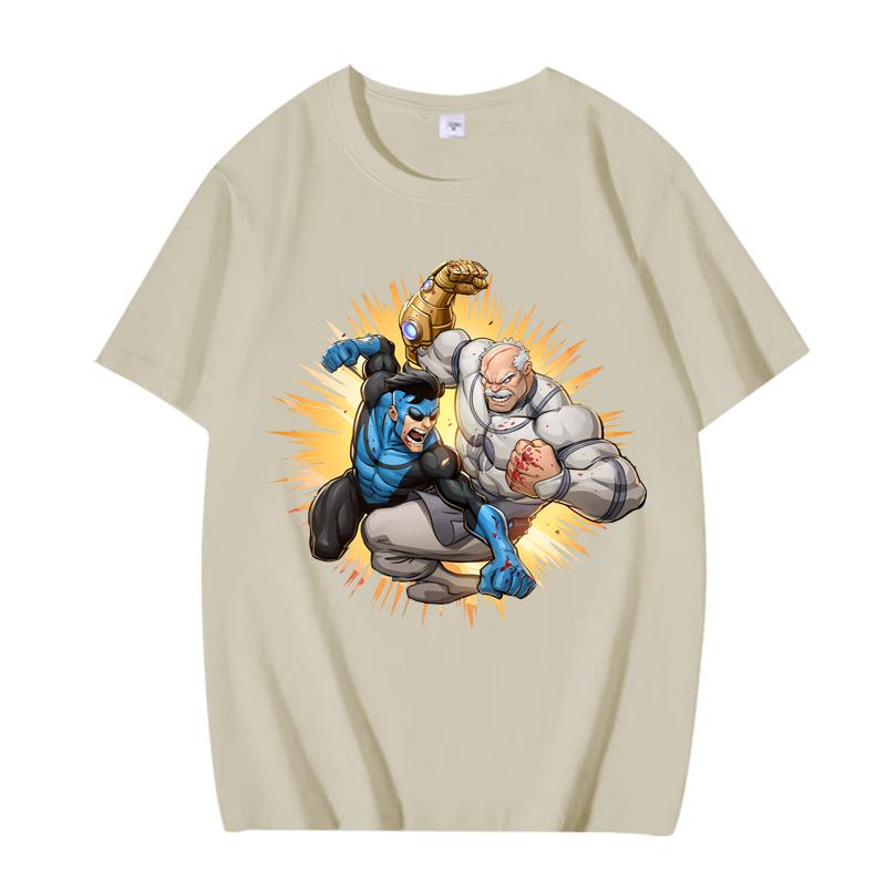 Invincible vs Conquest T Shirt men women Oversized 100% Cotton short sleeve Summer streetwear top Unisex plus sizetops