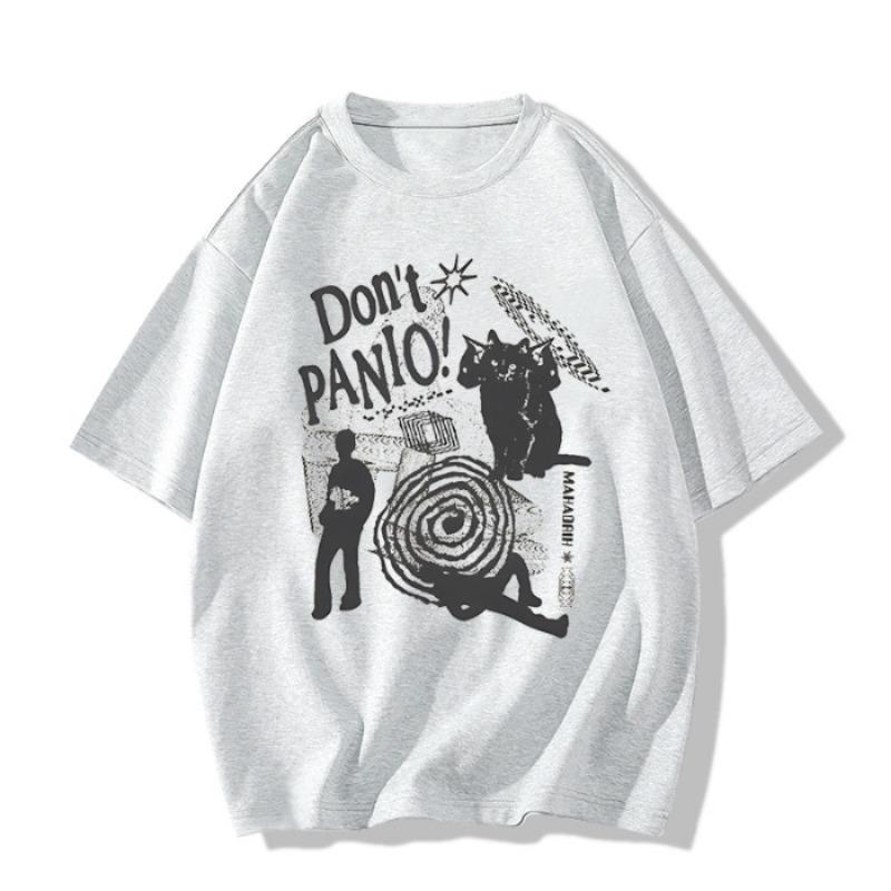 

Женский летний хлопковый повседневный топ с принтом и короткими рукавами и открытыми плечами 3XL белый/серый