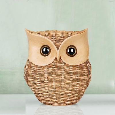 Nowoczesna, elegancka figurka żywiczna Lucky Owl Art | Piękny wystrój domu (Brązowy, Opakowanie 1 szt.)