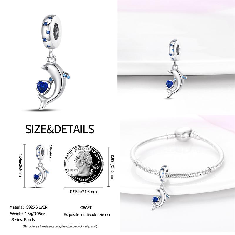 Copper Mermaid Dolphin Carp Octopus Charms Fit Original Bracelet Charm Bead Necklace Diy Female Jewelry High Quality