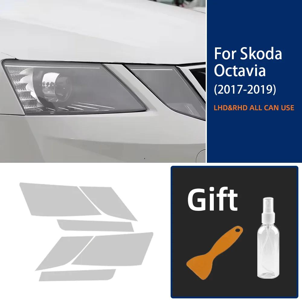 TPU-Scheinwerfer-Schutzfolie für Skoda Octavia 3 Facelift 2017-2019 - 6 Stück Rauchschwarz Getöntes Wrap
