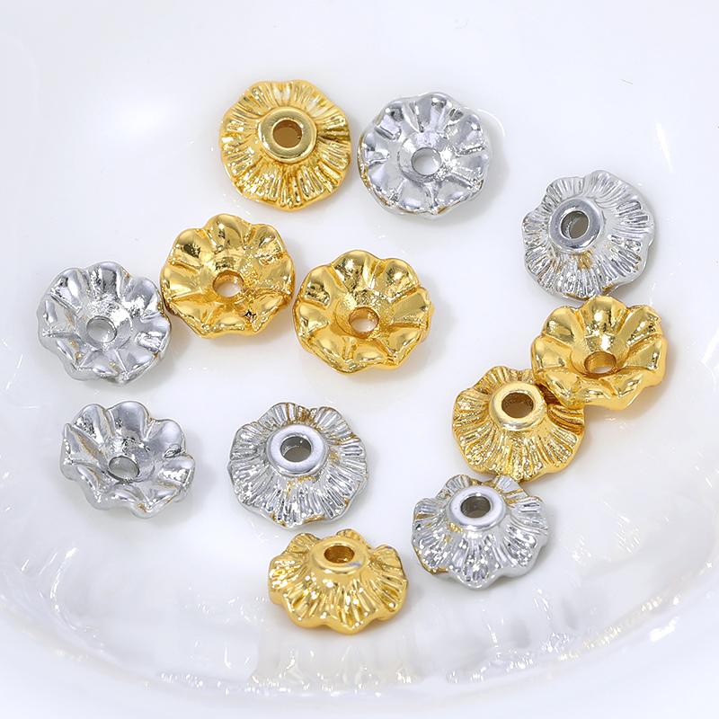 18K Gold Plated Brass Wave Shape Beads Caps 8mm Spacer End Caps For DIY Handmade Bracelet Jewelry Making Accessories
