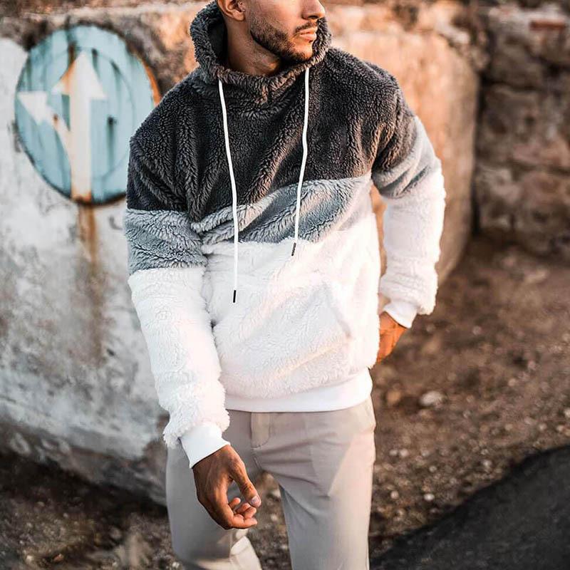 2026 Autumn and Winter Men s Casual Loose Plush Hooded Sweater Men s Top S