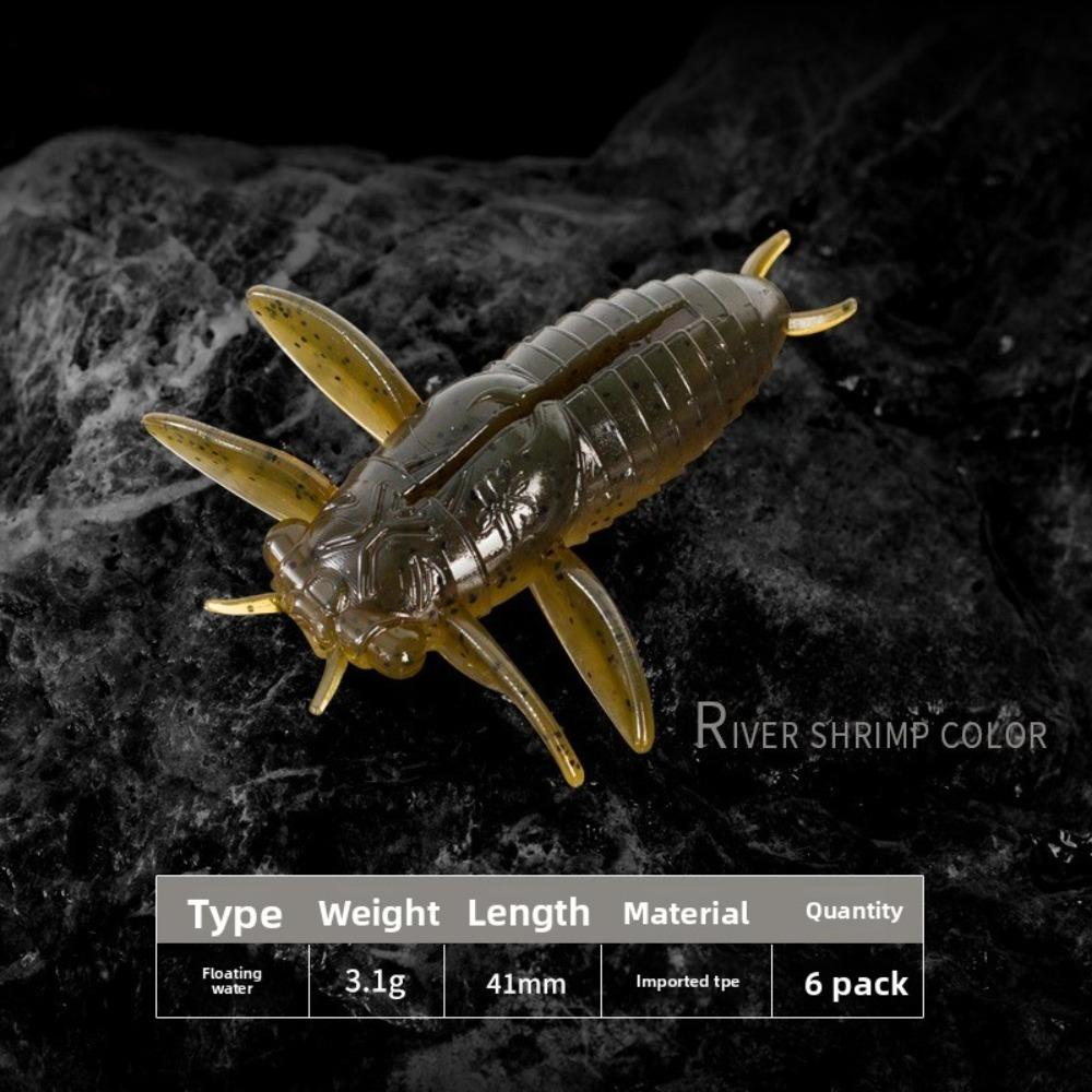 6Pcs Realistic Bionic Worm Lure Anti-hook snag Floating Bait Premium Soft Fishing Lure  Bass