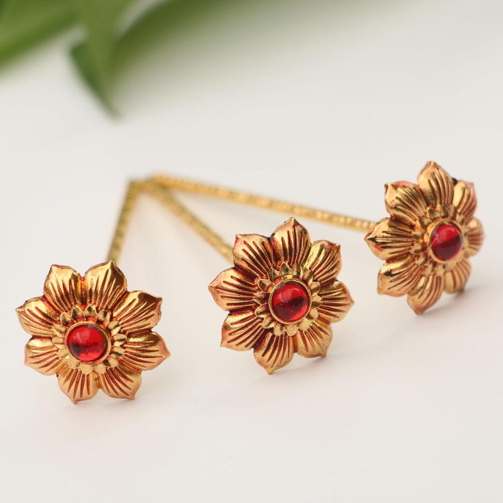 Hollow Out Thai Hair Stick Flower Gold Hair Fork Vintage Dai Style Hairpin  Hair Styling Accessory
