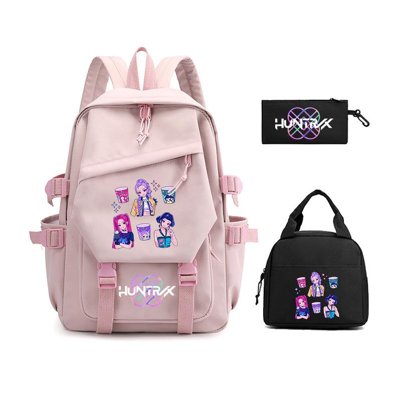 Demon Hunters KPop Demon Hunters Student School Bag Three-piece School Bag Zipper Pencil Case