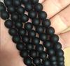 5A Quality Black Polish Matte Onyx Agates Round Beads 15" Strand 4 6 8 10 12 14 MM Pick Size For Jewelry Making