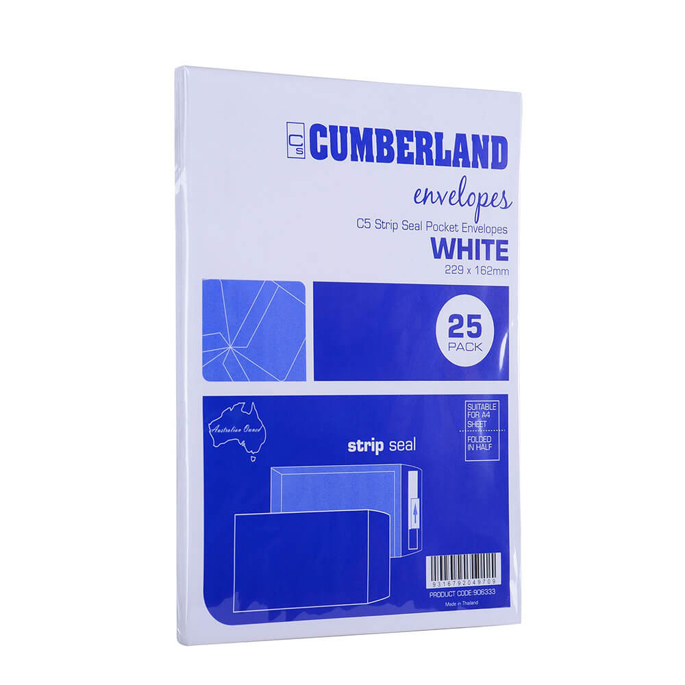 Cumberland Klebestreifen-Taschenumschlag 25er-Pack 229x162mm (Weiß)