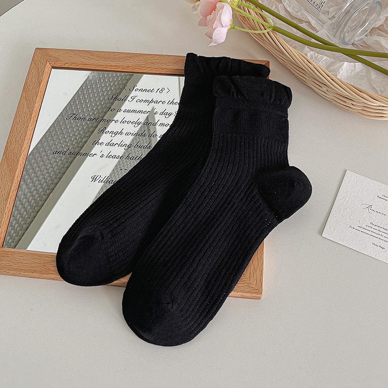 5 Pairs of Female Summer Thin Lovely Pure Cotton Boneless Tube Socks