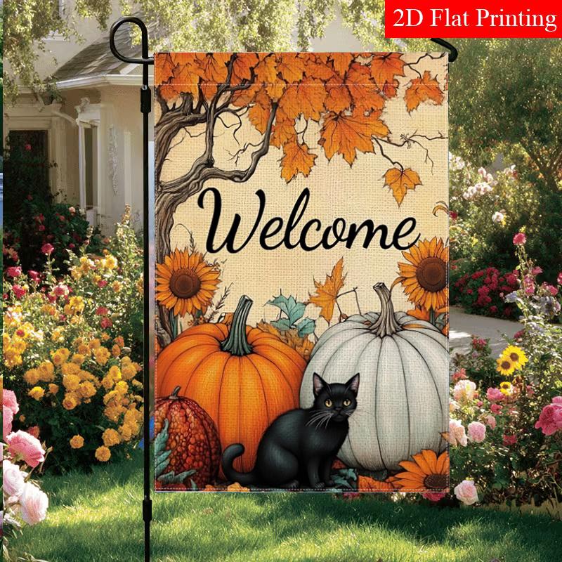2D Flat - 2D Flat Autumn Thanksgiving Maple Leaf Sunflower Garden Flag Outdoor Garden Flag, Double-Sided Home Decoration Courtyard Decoration Outdoor