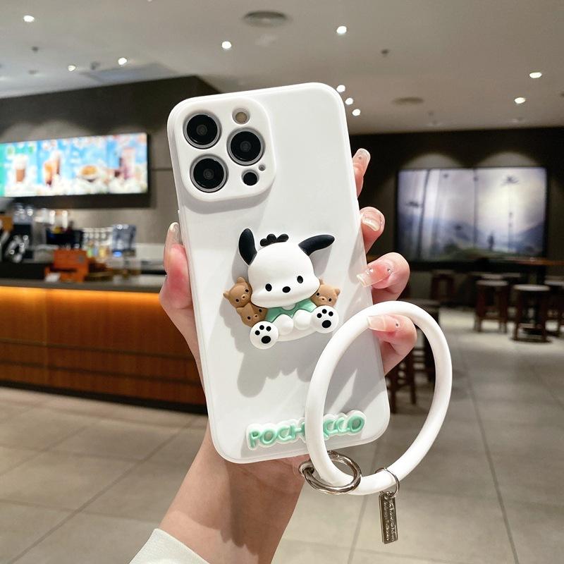 Hot Sale Applicable iPhone 17Promax Cartoon Phone Case Apple 16 Kulomie Cute Pacha Dog Bracelet Soft