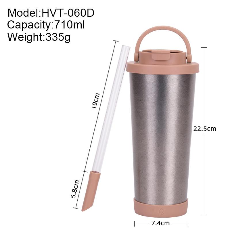710Ml Double-Layer Pure Titanium Thermos Cup High Value With Straw Cup Men'S And Women'S Portable Water Cup Titanium Cup