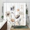 Pastel Buket Beige Bruseforhæng Blød Grå Digital Akvarel Design Polyester Vaskbar med 12 Kroge Elegant Badeværelsesindretning