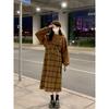 Sweet Salted Color Block Plaid Overall Dress & Long Sleeve Sweater Set for Spring/Autumn