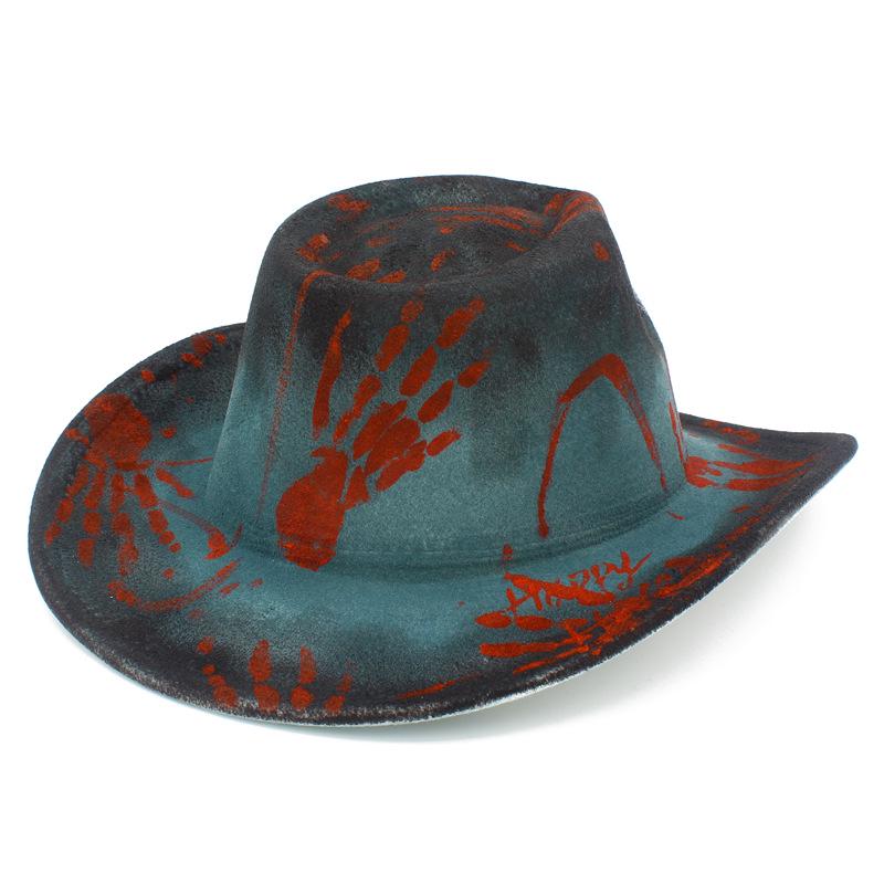 Colorful Skull Pattern Cowboy Hat for Halloween & Christmas Masquerade