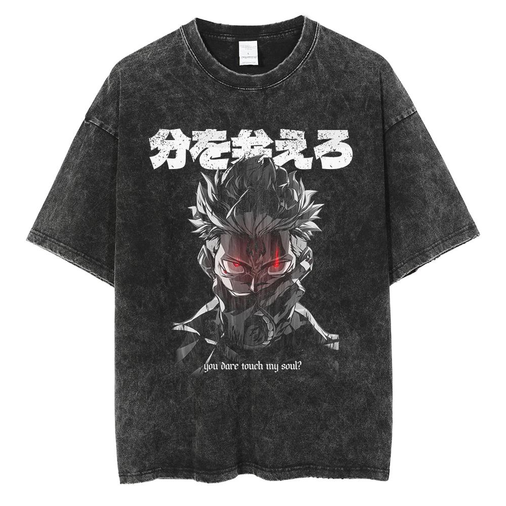 Hot Anime Jujutsu Kaisen Nanami Kento Print Tee Men Vintage Washed T-Shirt Oversize Tshirt Short Sleeve Cotton Loose Top Tee