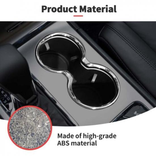 Fit for Jeep Grand Cherokee 2011- Front Cup Holder Frame Cover Trim (Chrome)