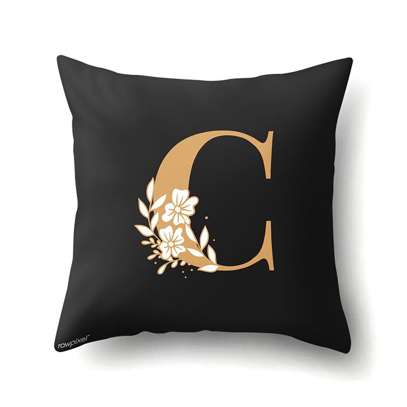 Polyester Kissenbezug Autodekoration Zuhause 26 Englische Buchstaben Gedruckt Taillenkissen Sofakissenbezug