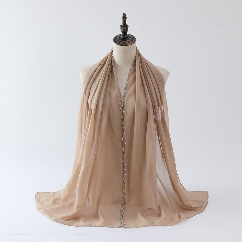 Pearls Islamic Turban Chiffon Malaysia Headscarf Luxury Ethnic Style Scarf  Women