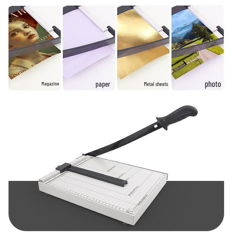 Commercial A4 Paper Cutter with 13x10 Inch Metal Base - Manual Blade Type for Office Use