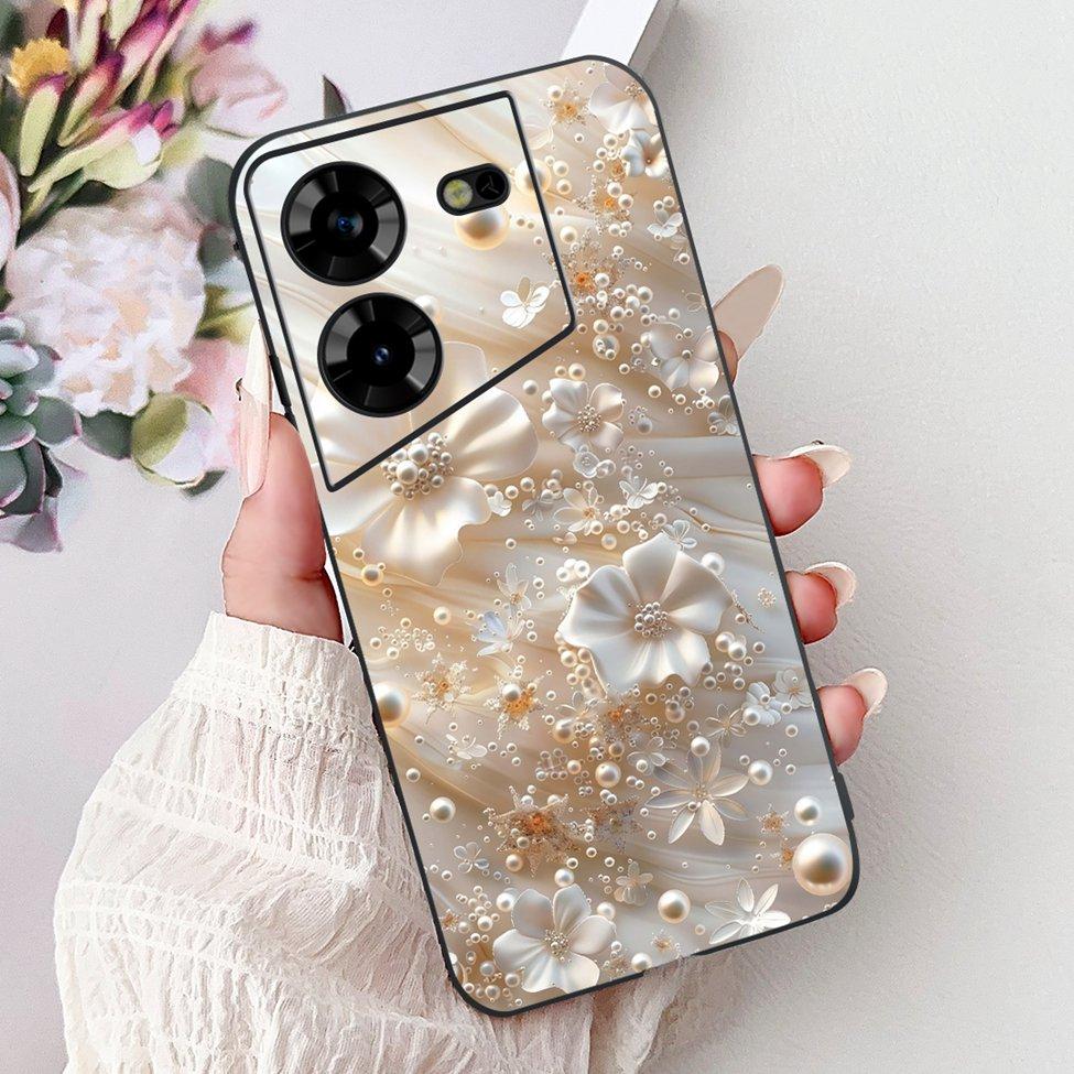 Cover For Tecno Pova 5 Case LH7n Silicone Cute Cat Fashion Flowers Luxury Painted Casing For Techno Pova 5 Phone Case Bumper