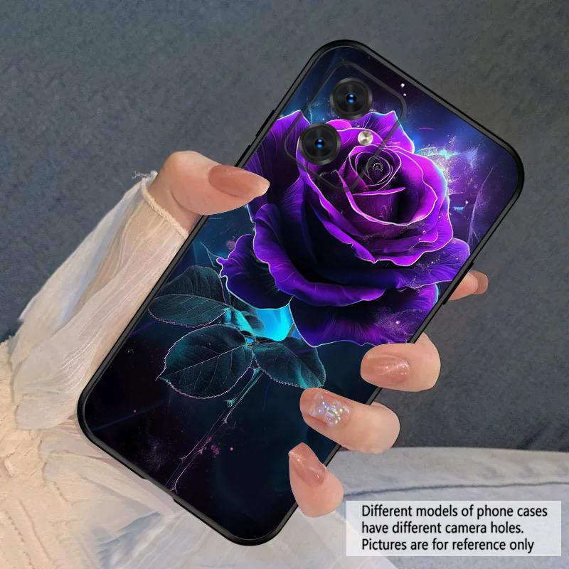Dark Purple Rose For Moto Edge 40 50 Neo 5G E 14 15 G04 G05 4G G24 G34 G35 G54 POWER G55 G75 G84 85 silicone soft phone case