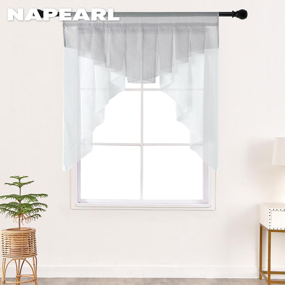 1PC NAPEARL Fashion Two Color Tulle Valance Door Curtain Short Rod Rocket Decorative Window Kitchen Curtain