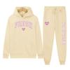 Womens Hooded Sweatshirt Set With Printed Graphic Long Sleeve Top Matching Pants Streetwear Casual Two Piece Outfit