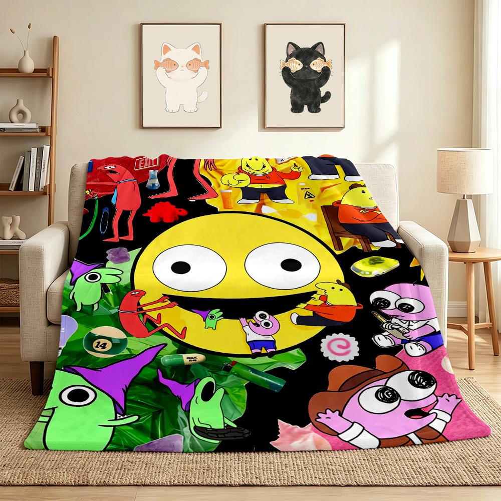 Happy Faces Flannel Blanket Throw Blanket Soft Warm Sofa Bed Camping home Decor Unique Christmas Gift C9261516