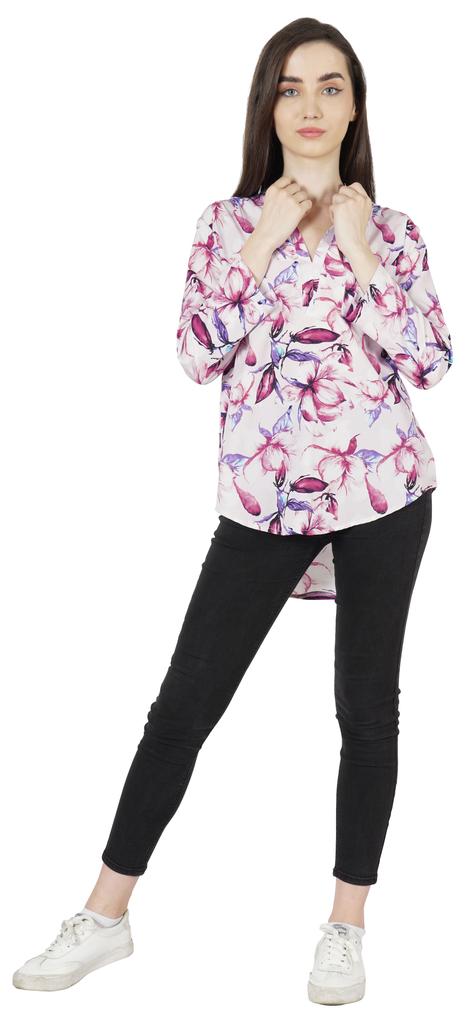 Inkmeso Stylish Printed Full Sleeves Casual Top For Women Comfy Basic Summer Tee