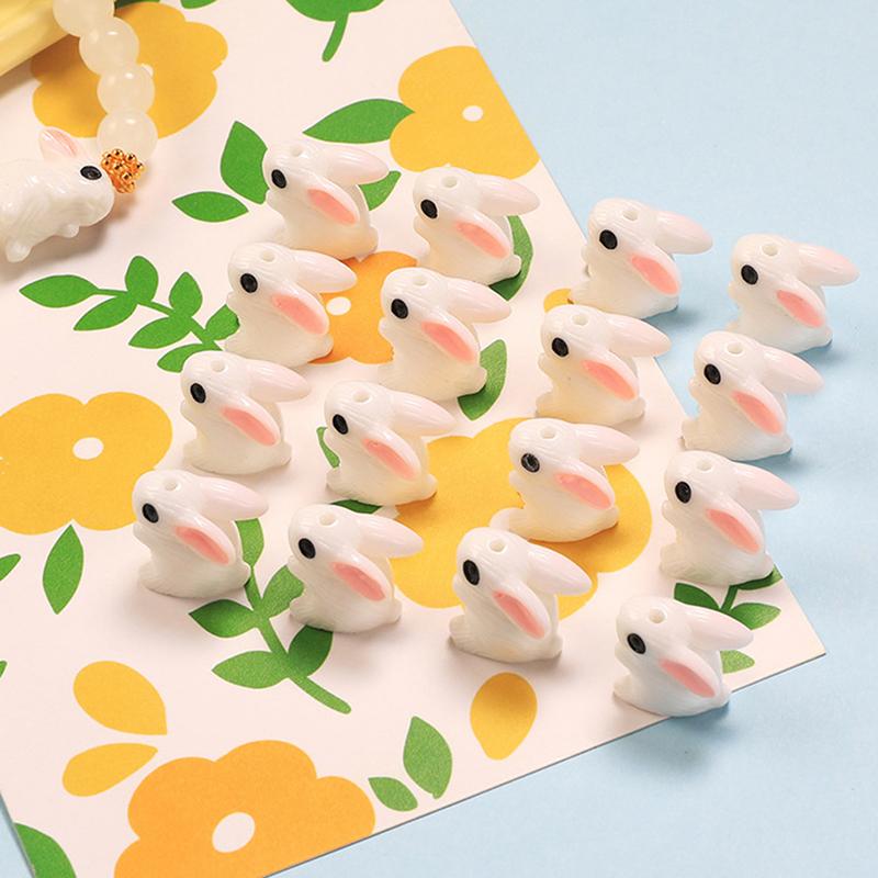Abstract Bunny White Ceramic Cartoon Beads Handmade Material Jewelry Accessories