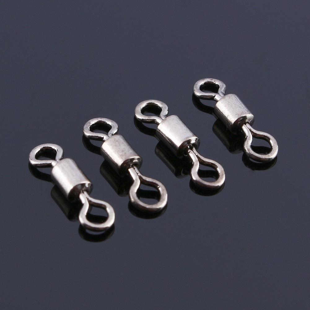 100 x Brass Barrel Swivel Fishing Pin Connector B Solid Rings w  Interlock Snap
