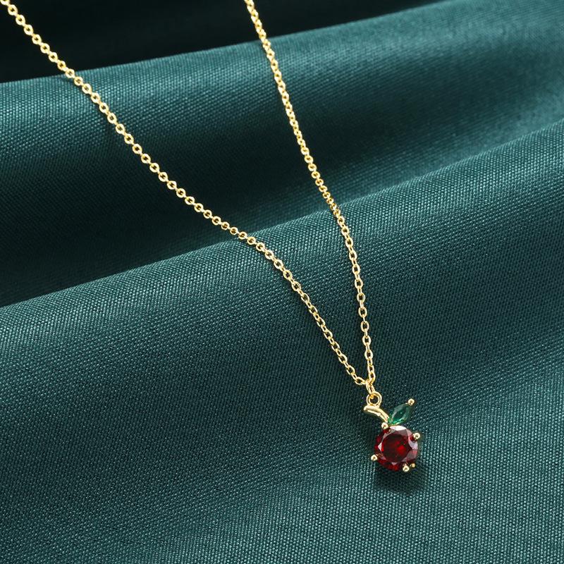 Fruit Cherry Cherry Pendant Necklace Femininity Sweet Oil Dripping Collarbone Chain Vl635