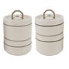 Isolierte Lunchbox aus Edelstahl mit Thermotasche Rund Versiegelt Beige Weiß Isolierte Bento-Box