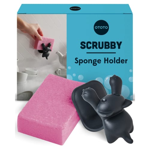 

OTOTO DESIGN Scrubby Sponge Holder, Gray, OTOTO Cat Design, Kitchen Sponge Holder, Detergent Holder, Sink, W10xD8xH10cm
