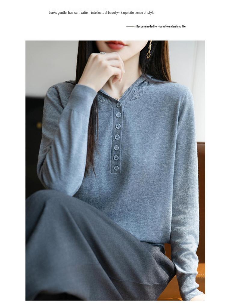 Damen Strickpullover mit Kapuze in lockerer Passform - Lässiger Herbst-/Winterstil