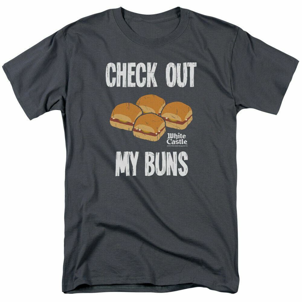 26 White Castle My Buns T Shirt Mens Licensed Hamburger Tee Charcoal Unisex T-Shirt XL