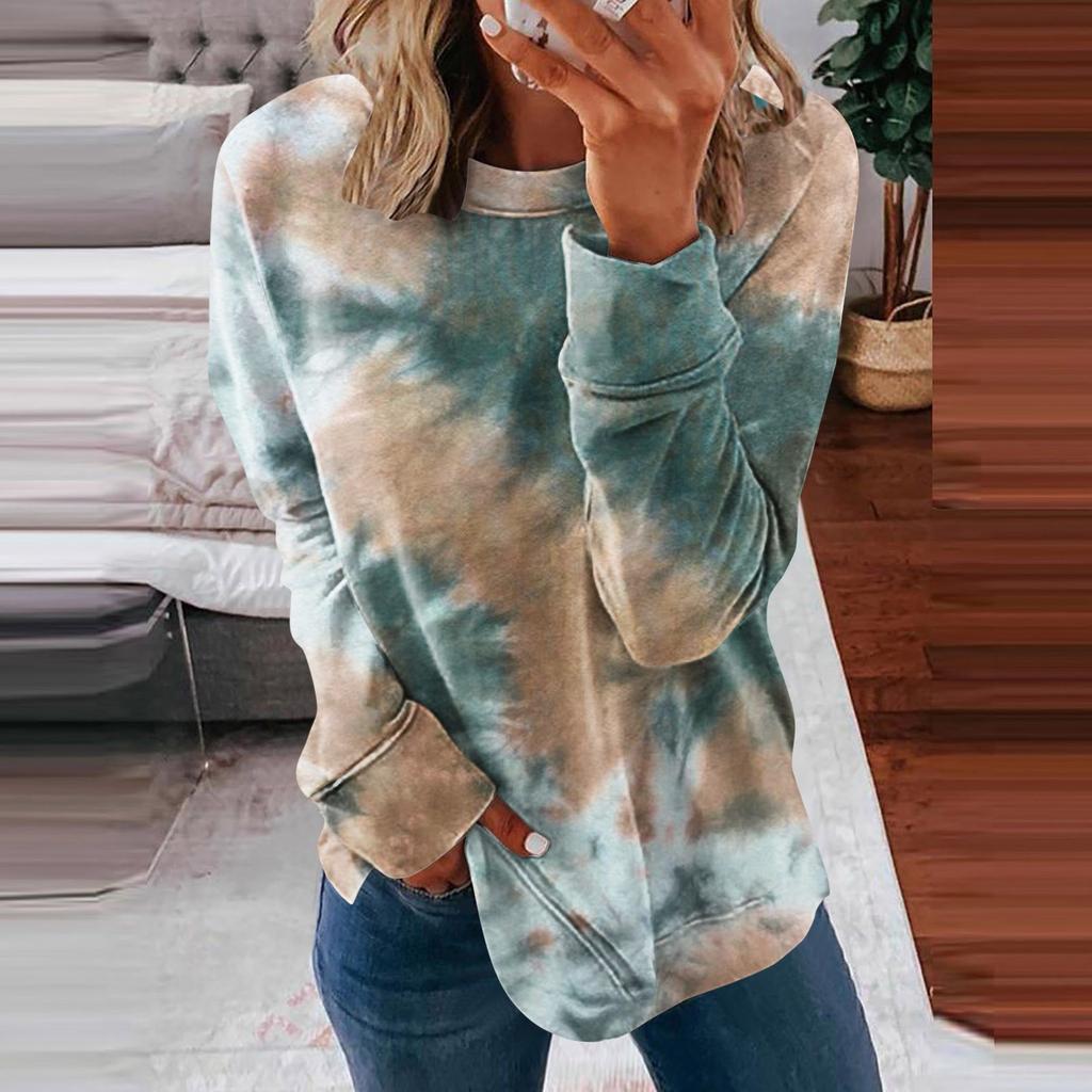 Women's Casual Fashion  Print Long Sleeve O-Neck Pullover Top