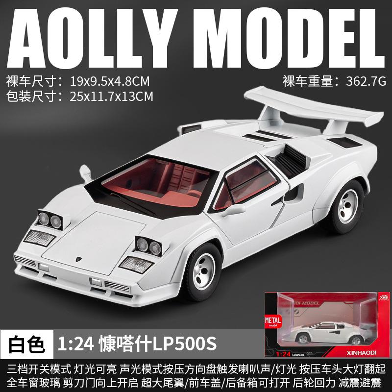 

1:24 Countach LP500S Металева модель автомобіля Симуляція Лита металева Модель спортивного автомобіля Звук Світло Колекція Дитяча іграшка Подарунок