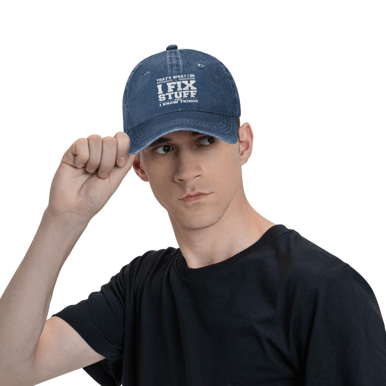 Washed Cotton Adjustable Baseball Cap with Printed Text Design Durable Casual Hat for Everyday Use and Outdoor Activities One Size