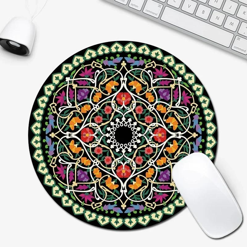 Round Game Mouse Pad Rubber Material Waterproof Wear-resistant Non-slip 20X20CM Retro Style Carpet Fine Mouse Pad Table Mat