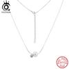 ORSA JEWELS 925 Sterling Silver Chain Necklace with Natural Pearls and Zirconia Jewelry for Women Wedding Party Banquet GPN108