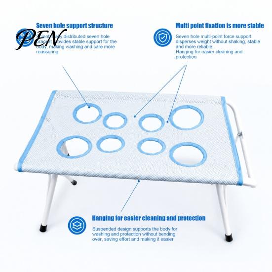 Small Dog Grooming Tool Pet Table with Foldable Stand, Adjustable Strap, Cat Hammock, 8-Hole Comfortable Station Washing for Bathing, Nail Trimming of