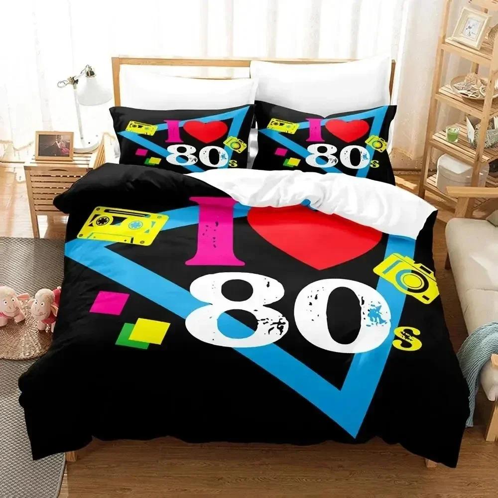 TV Series I Love The 80s Logo Bedding Set Duvet Cover Soft Quilt Cover Pillowcase Comforter King Queen Size For Boys Adult Size