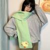 Colorful Cashmere Knitted Scarf Sweet Winter Neck Warmer Cartoon Embroidery Scarf  Autumn Winter
