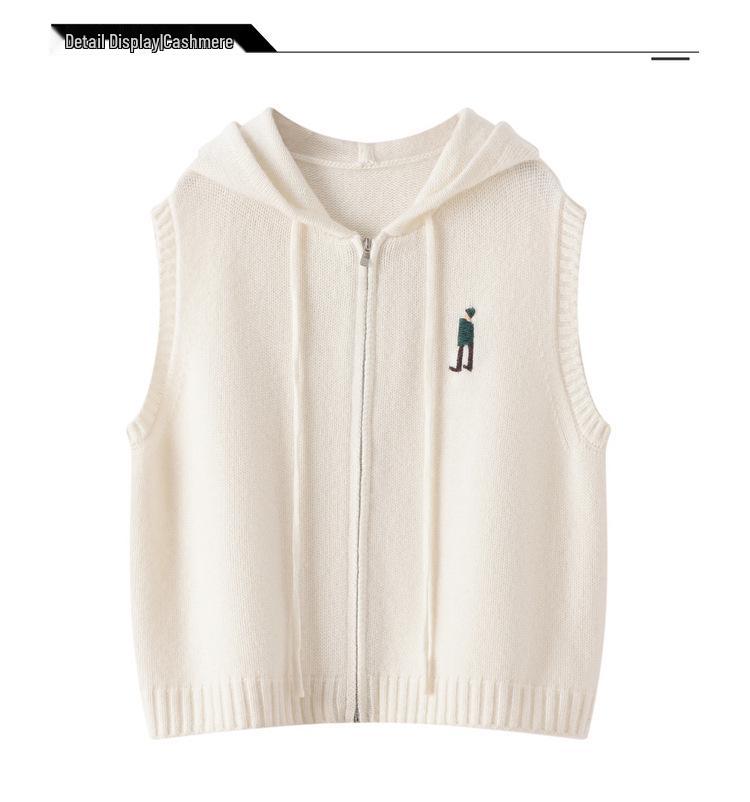Women's Versatile Knit Hooded Vest Cardigan for Autumn/Winter