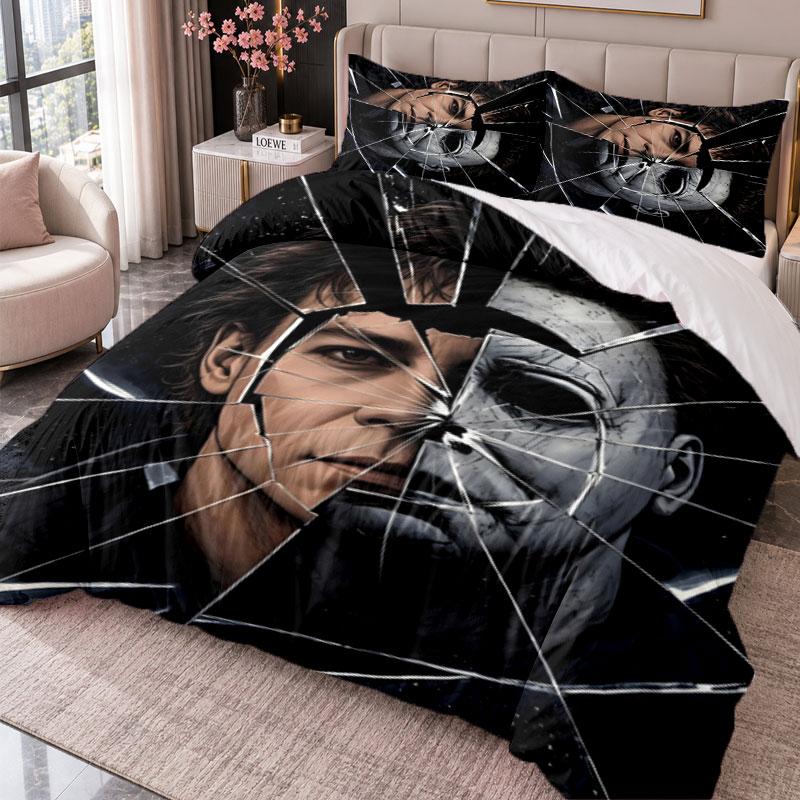 Halloween Michael Myers 3Pcs Bedding Set Duvet Cover With Two Pillowcases For Bedroom Home Decoration