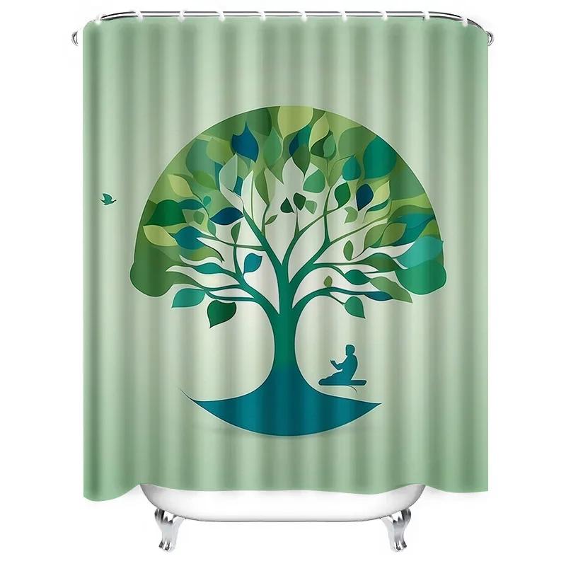 Serenity Tree Artistic Waterproof Shower Curtain, Unique Design for Bathroom Decor, Adds Calm and Natural Touch to Your Home