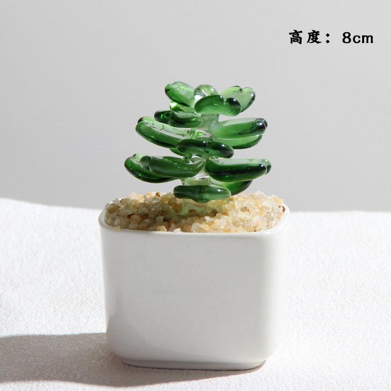 Handmade Glass Blown Cactus Cute Crystal Art Cactus Statue Collection Desk Desktop Simulation Plant Decoration