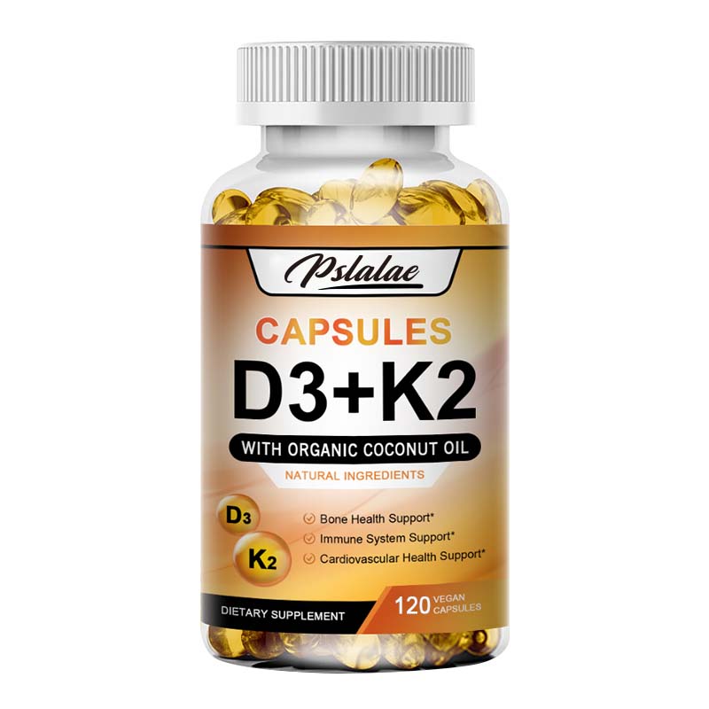 Vitamin D3 + K2 Kapseln, mit Bio-Kokosöl, - Unterstützung der Knochengesundheit, Unterstützung des Immunsystems, Unterstützung der Herz-Kreislauf-Gesundheit